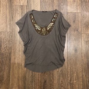 Soprano Grey Beaded Top